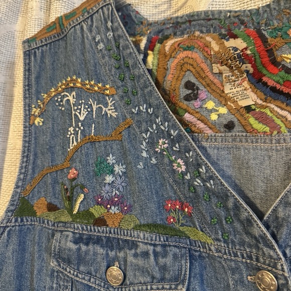Republic Women's Sleeveless Denim Vest Embroidered Button Embellishments Size 26 - Picture 7 of 12
